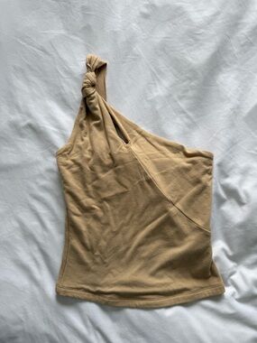 Dynamite Beige One Shoulder Knot Tank (size XS)